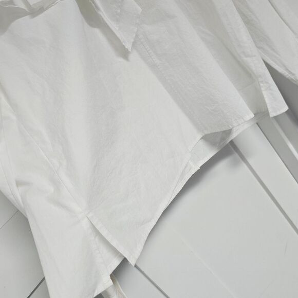Renata Brenha Asymmetrical Gathered Pleated Collar Elegant Ruffled Blouse White - Picture 5 of 13